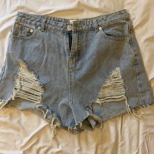 High waisted denim shorts